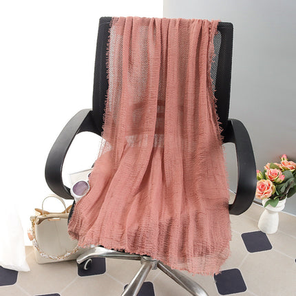 New Spring and Summer Fashion Cotton and Linen Solid Color Headscarf Beach Towel Sun Protection Large Size Silk Scarf Shawl for Women
