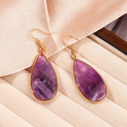 Zhuhang Jewelry Cross-Border New Natural Stone Earrings Light Luxury High-End Earrings Blue Pine Green Eye Stone Earrings Wholesale