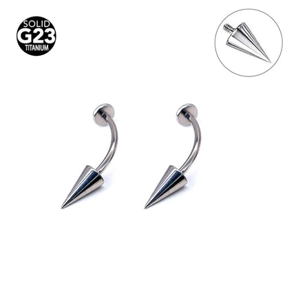 G23 titanium alloy flat-bottomed curved rod internal thread pointed cone devil lip nail ear bone nail puncture jewelry 6~16mm length