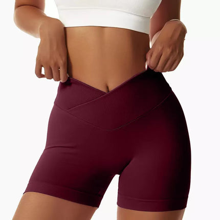 European and American Outdoor Yoga Shorts Elastic High Waist Running Fitness Tight Peach Hip Seamless Sports Shorts for Women