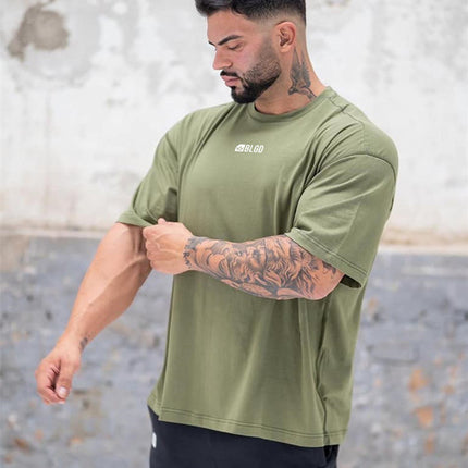 New Arrival Muscle Fitness Brothers Sports Short-sleeved Men's Summer Round Neck Loose Large Size Casual Running Training T-shirt