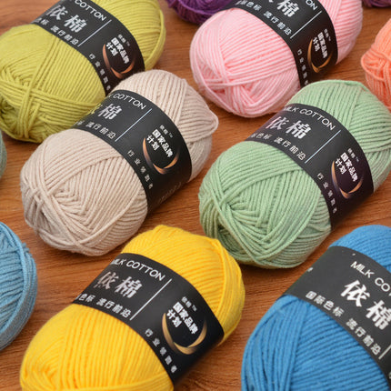 Yimian Four-Strand Milk Cotton Medium-Thick Yarn Ball Crochet Shoes Doll Sweater Knitting DIY Material Kit Combed Cotton Thread