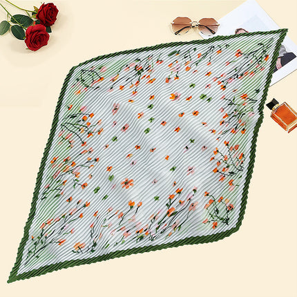 New wrinkled small square scarf female Korean imitation silk printed wrinkled small scarf Joker scarf decorative scarf wholesale