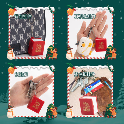 Children's Christmas Gift Stereo 3D Folding Bomb Book Santa Chalet Keychain Schoolbag Pendant Toy