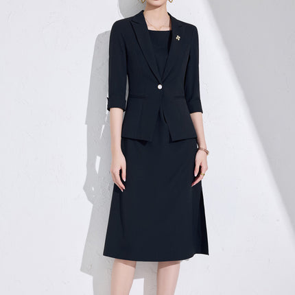 Blue Professional dress Women's Spring and Summer High Sense Host Formal Occasion Business Suit Skirt Two-piece Suit