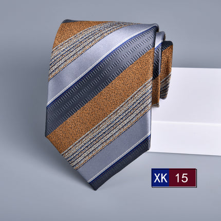 Tie Men's Dress Business Stripe 8cm New Jacquard Hidden Blue Executive Hand Tie Wedding Festive Spot