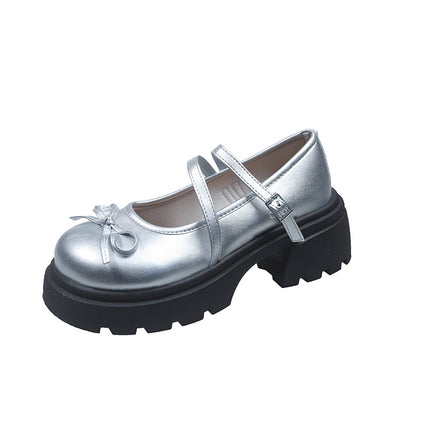 French Shallow Thick-Soled Flats for Women 2025 New Autum with Skirt Retro Heightening Thick Heel Mary Jane Loafers