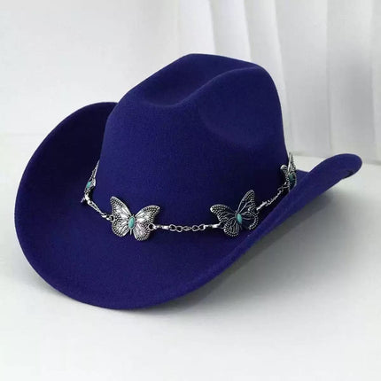 Solid Color Light Board Felt Western Cowboy Hat Outdoor Autum Hat Women's Simple French Hat Men's High-End