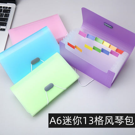 13-Compartment Mini Accordion Bag Office Storage Bag A6 Waterproof Receipt Holder Multi-Layer Document Folder Wholesale in Stock