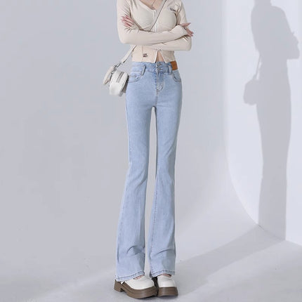 Flared Jeans for Tall Women, Extended Length, 2026 New Summer Thin High-Waisted Slim-Fit Stretchy Bell-Bottom Pants
