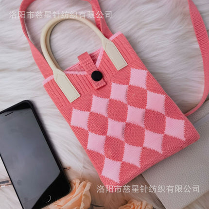 Girl's Heart-Shaped Knitted Crossbody Bag