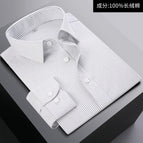 Long sleeves - light gray pinstripes [100% cotton ready-to-wear, no ironing] / 38
