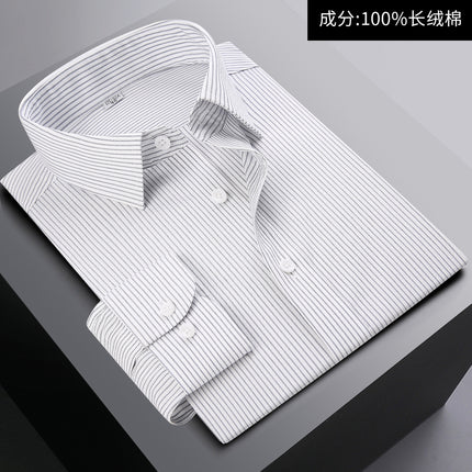 Cotton Men's Shirt Men's Shirt Black DP Clothing Non-ironing 100 Cotton 100 Yarn Double Long Sleeve Shirt