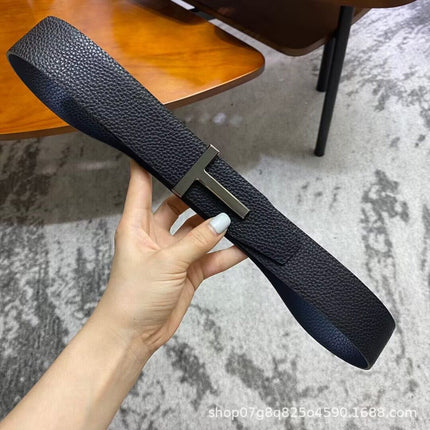 BelT LeTTer Buckle T-shaped BelT PanTs Men's Genuine LeaTher BelT Fashion Double-sided Cowhide Men's BelT Wholesale FacTory