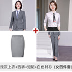 light gray top trousers skirt white shirt (women's four-piece) / S