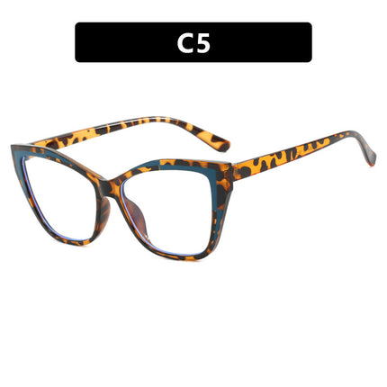 Color-Blocked Cat-Eye Flat Mirror Anti-Blue Light 2024 New Glasses Frame for Women, Versatile European and American Fashion Glasses Frame
