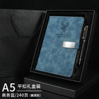 A5 business blue and black gift box-elk head-flat buckle 240 pages