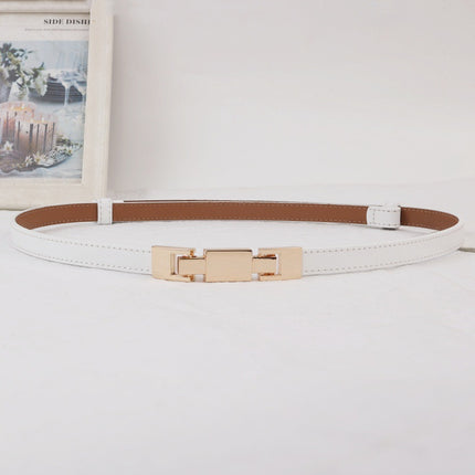 Women's Thin Black Leather Belt, Simple Versatile Waist-Cinching Decorative Belt for Dresses, Pants, and Coats, New Style