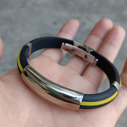 Cross-border stainless steel silicone bracelet sports arc bracelet black red European and American couples bracelet manufacturers wholesale