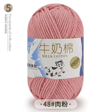 Five-Strand Milk Cotton Yarn Wholesale Medium-Thick Yarn Crochet Doll Shoes Scarf DIY Knitting Material Kit Crochet