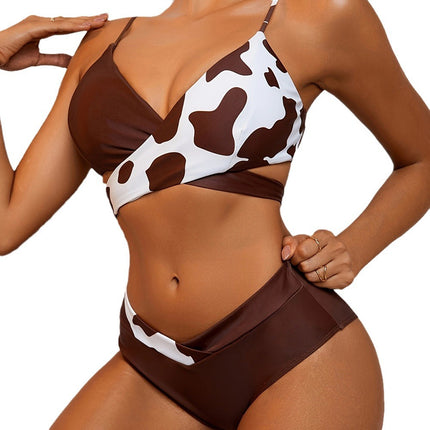 Two-Piece Swimsuit for Women, New Foreign Trade Sexy Pure Desire Style Bikini, Snake Print, High-Waisted, Backless, High-End Swimwear