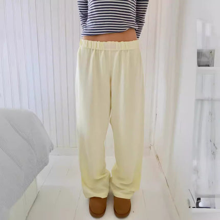Cross-Border Trade Amazon Ins 2024 Summer Women's Striped Lazy Style High-Waisted Loose Long Pants Casual Versatile