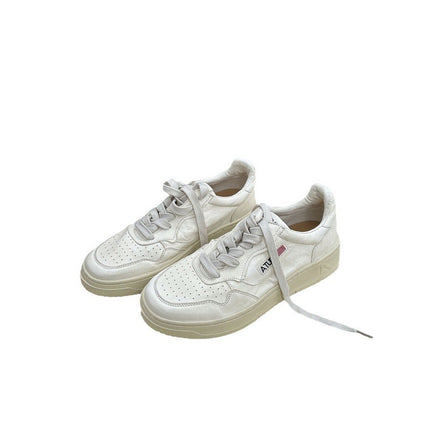 Grape mom with ~ leather do old retro casual shoes thick bottom breathable small white shoes small size plus size women's shoes 41-43