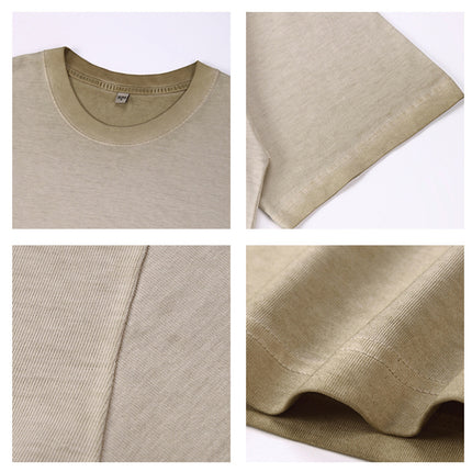 2025 Cross-Border Trendy Brand Gradient Washed and Distressed Men's and Women's 350g Heavy Cotton Loose Shoulder Slip Shoulder T-Shirt Suit