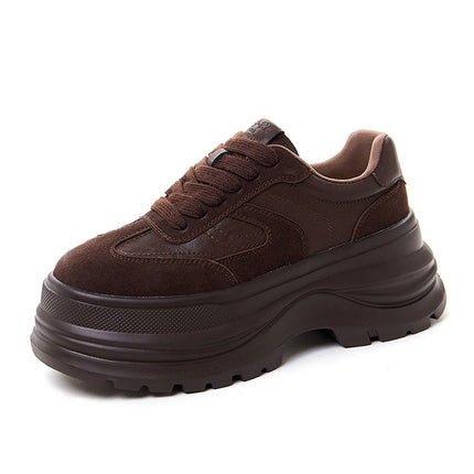 Genuine Leather German Training Shoes for Women, Thick-Soled, 2026 Spring New Model, Lightweight Soft-Soled Casual Shoes for Petite Individuals, Versatile Forrest Gump Shoes