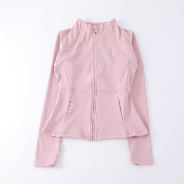 Yoga Clothing Women's Spring and Summer Vertical Collar Zipper Jacket Slim-fit Sun Protection Slimming Long-sleeved High-end Running Sports Fitness Top