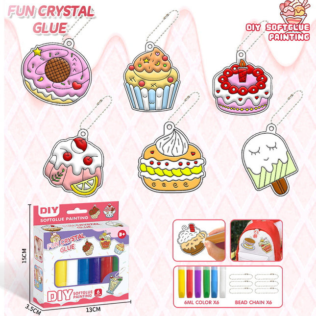 DIY children's crystal plastic painting suit graffiti free plastic painting window pendant keychain sun catcher toy