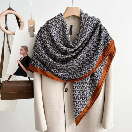 Spring and autumn texture silk wool scarf women's autumn and winter silk wool large square scarf warm shawl dual-purpose women's all-match temperament