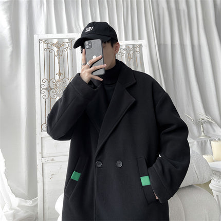 Autumn and Winter New Japanese Style Retro Double-breasted Suit with Bogged Collar and Woolen Collar Loose plus size Short Woolen Trash Coat