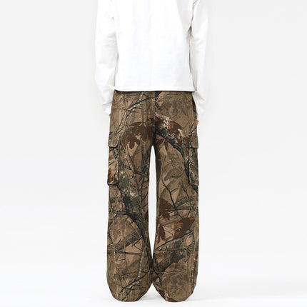 JIAMU Branch Camouflage Ins Overalls American Style Old-fashioned Design Sense Loose Outdoor Casual Pants Printed Relaxation Sense