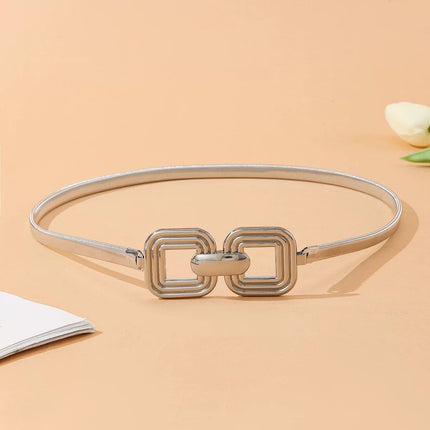 Waist Chain Women's New Double Layer Spring Chain Geometric Metal Buckle All-match Fashionable Decorative dress Gold Belt