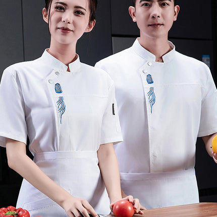 Chef Clothing Men's Short-sleeved Thin Breathable Mesh Wear-resistant Chef Work Clothes Long-sleeved Hotel Kitchen Hot Pot Baking