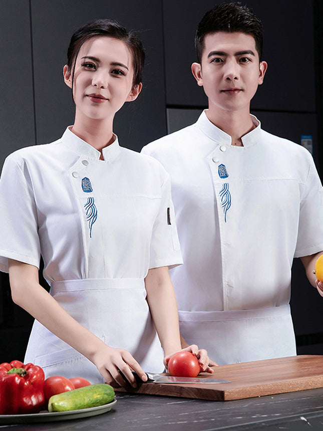 Chef Clothing Men's Short-sleeved Thin Breathable Mesh Wear-resistant Chef Work Clothes Long-sleeved Hotel Kitchen Hot Pot Baking