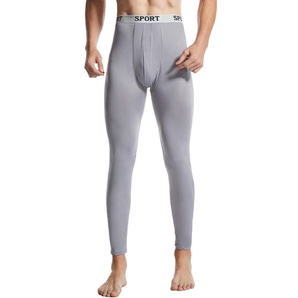 Men's Slim-Fit Winter Fleece Thermal Pants Thin Single Pants Men's Inner Wear Base Knit Pants Youth Sleep Pants