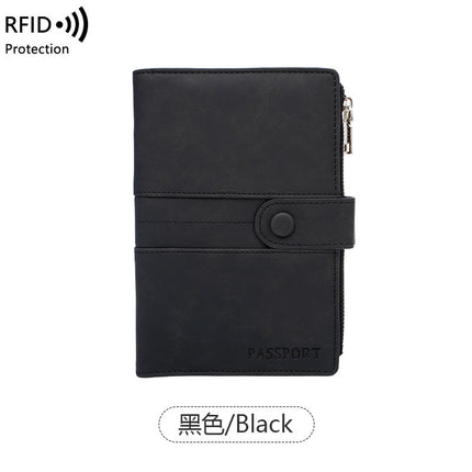 Cross-Border Skin-Feel Anti-Theft Rfid Passport Holder Zipper Buckle Passport Cover Document Holder Multi-Functional Travel Passport Bag