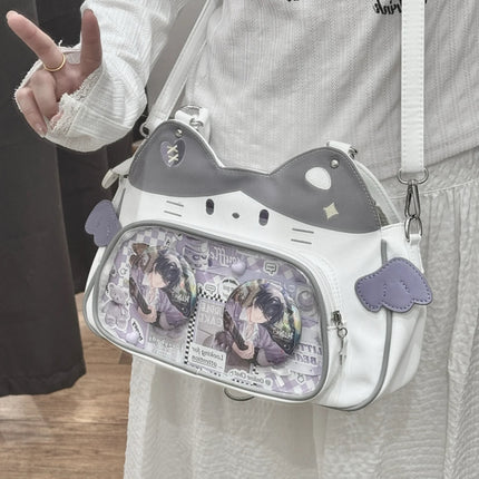 Japanese Cute Girl Devil Kitten Light Food Transparent Millet Pain Bag Shopping Commuter Shoulder Crosswalk Bag
