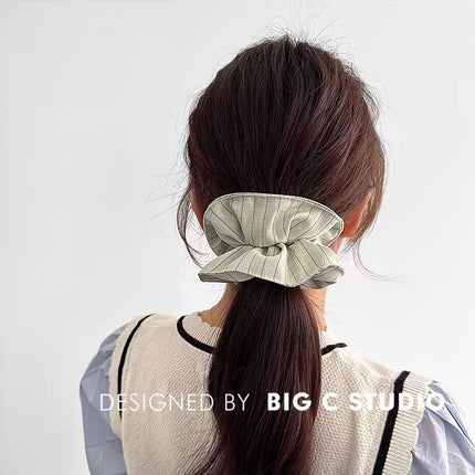 Japanese and Korean Style Fresh College Style Vertical Stripe Large Intestine Hair Ring Ins Style All-match Elegant Stylish Hair Rope Hair Accessories for Women