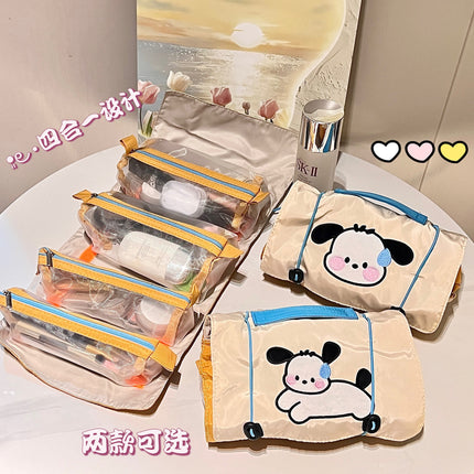 Cute Embroidered Puppy Cosmetic Bag Detachable Four-In-One Storage Bag Large Capacity Portable Travel Toiletry Bag