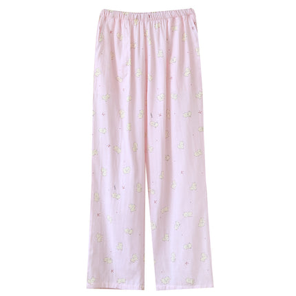 Pure Cotton Gauze Pajamas Spring and Summer Cotton Printed Casual Loose Large Size Women's Pants Can Be Worn Outside Home Pants