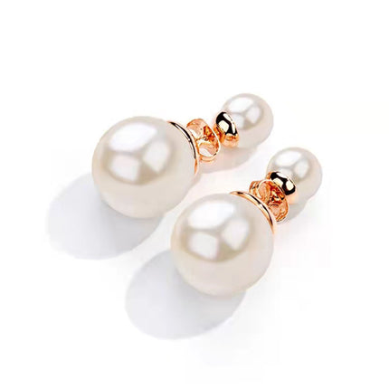 New Korean style star with fashion pearl earrings sweet temperament girl earrings double-sided pearl multi-wear method