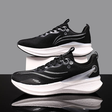 Running Shoes, Sports Shoes, Racing Shock-Absorbing Ultra-Light Running Shoes for Male Teenagers and Students, Carbon Plate Racing Breathable Fly-Woven Mesh