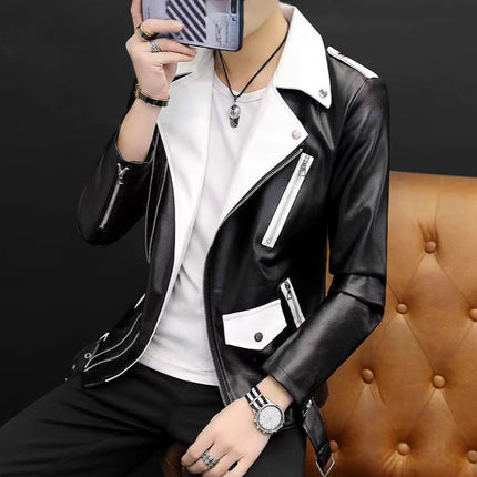 2025 Men's Tops Spring and Autumn Fashion Easiest for Match Leather Tops Men's Thin Men's Leather Tops Top Casual Tops