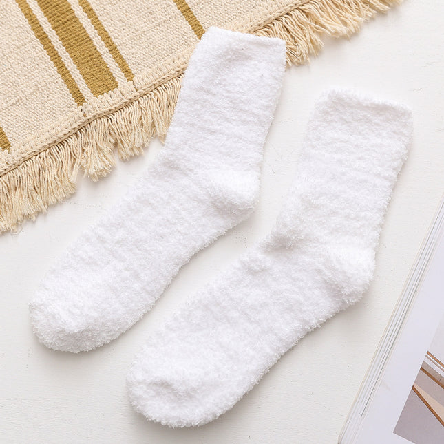 Men's slippers socks fluffy plush home sleeping socks coral fleece candy-colored floor socks cross-border wholesale