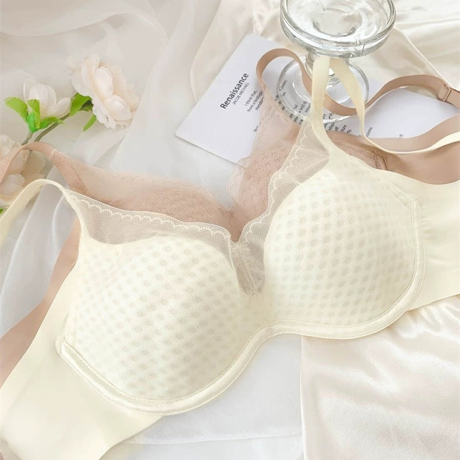 Underwear for Plus-Size Women with Large Busts, Minimizing Seamless Push-Up Thin Summer Sexy Ladies' Breathable Soft Underwire Bra