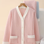 V-neck-air cotton-pink / M