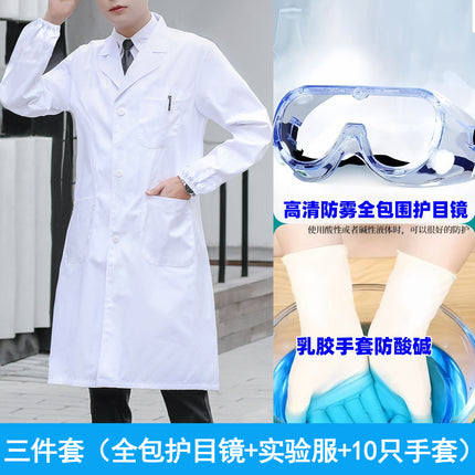 Guangzhou Junior High School Chemistry Lab Protective Clothing Cotton Elastic Full Pure University Laboratory Full Coverage Eye Protection Huizhou